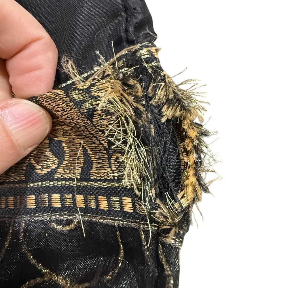 Black Gold Elephant Embroidered Boho Hobo Shoulder Bag‎ Coconut Button